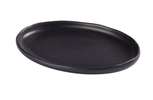 Yanco  NB-208  Noble Black Plate, 8-1/8''W x 5-1/2''D, oval, porcelain