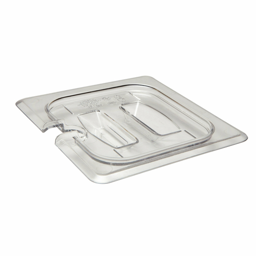 Cambro  60CWCHN135  Camwear Food Pan Cover, 1/6 size, notched, with handle, polycarbonate, clear