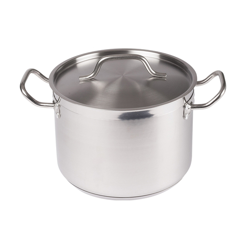 Winco SST-8 8qt S/S Stock Pot w/Cover, Induction-Ready