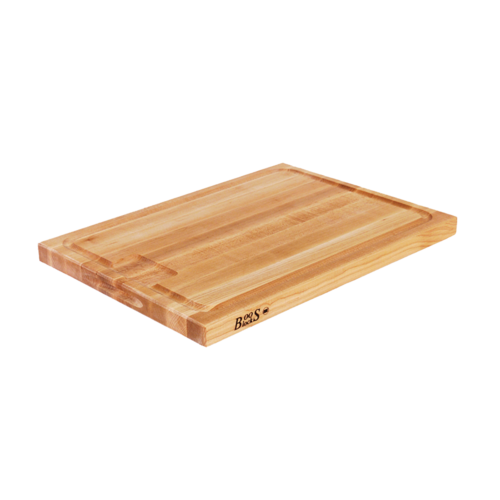 John Boos AUJUS Wood Cutting Board with Grooves, 24''W x 18''D x 1-1/2'' thick, Northern Hard Rock Maple