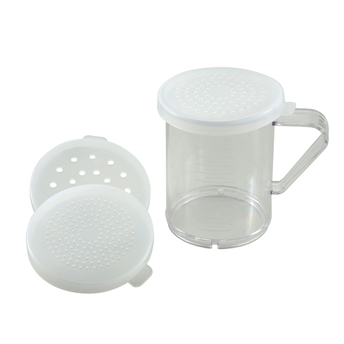 Winco  PDG-10  10oz Dredge, 3 Clear Snap-on Lids, PC