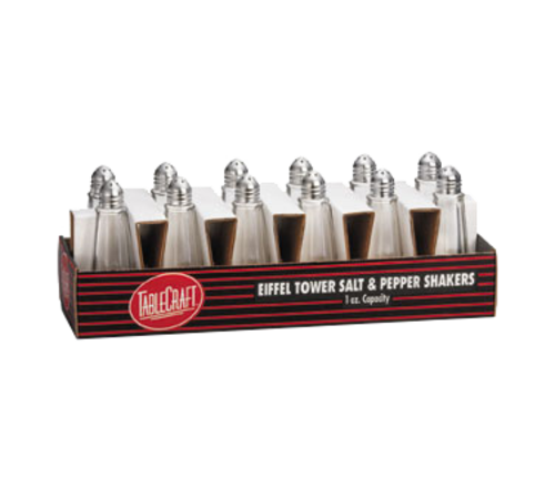 TableCraft Products C83-12 1 oz Eiffel Tower S&P Shakers, Chrome Plated Tops