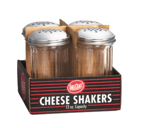 TableCraft Products C800-4 12 oz Shaker, Stainless Steel perforated Top (4 per Pack)