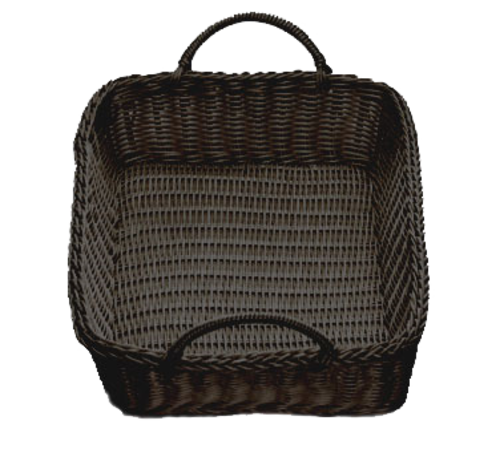 TableCraft Products  M2493H  Handwoven Ridal Rectangular Basket w/ Handles, Black, 19 x 14 x 4''