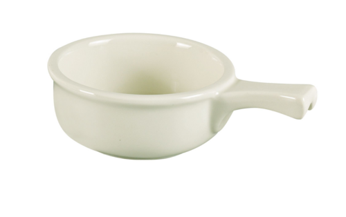 Yanco  OS-15-P  Onion Soup Crock, 15 oz., 7-1/2''L x 5-1/4''W x 2-1/4''H, with handle, porcelain, super white