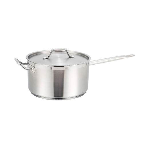 Winco SSSP-10 10qt S/S Sauce Pan w/Cover, Helper Hdl, Induction-Ready