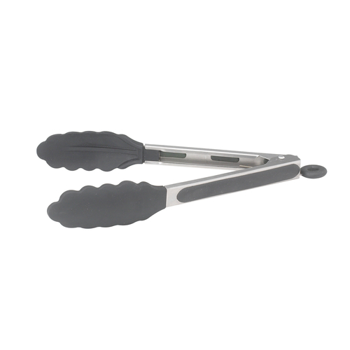 Winco UTS-9K 9'' S/S Utility Tong, Silicone Grips, Lock Clip, 400F/210C