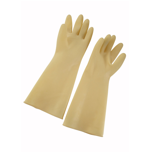 Winco NLG-916 Natural Latex Gloves, Medium 9'' x 16'', Yellow