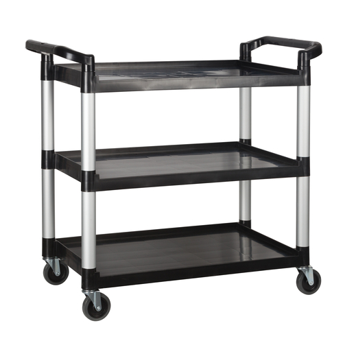 Winco UC-3019K Plastic Utility Cart, 40-3/4''L x 19-1/2''W x 37-3/8''H, 3 Tier, Black