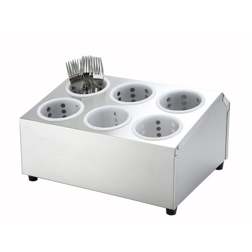 Winco FC-6H Flatware Cylinder Holder, 6 Holes, 2 Tiers, S/S