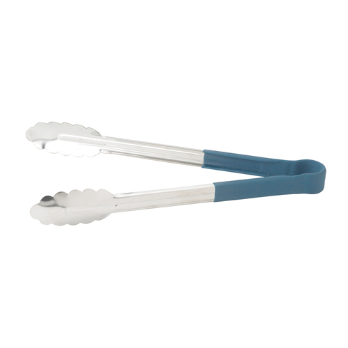 Winco UTPH-9B 9'' S/S Utility Tong, PP Hdl, Blue