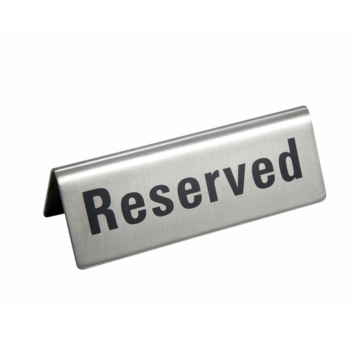 Winco RVS-4 Tent Sign, ''Reserved'', S/S