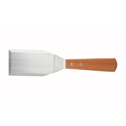 Winco TN719 Hamburger Turner, Offset, Wooden Hdl, 5'' x 2-7/8'' Blade