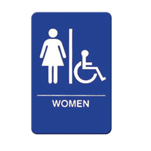 Winco SGNB-651B Information Sign, ''Women/Accessible'', 6'' x 9'', Braille