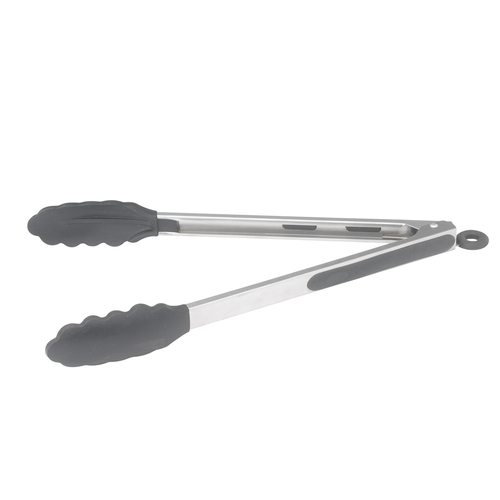 Winco UTS-12K 12'' S/S Utility Tong, Silicone Grips, Lock Clip, 400F/210C
