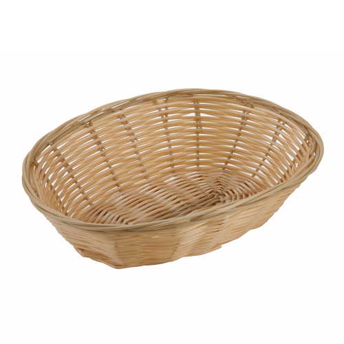 Winco PWBN-9V Poly Woven Baskets, Oval, 9-1/2'' x 6-1/2'' x 2-3/4'', Natural