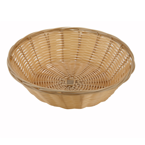 Winco PWBN-9R Poly Woven Baskets, Round, 9'' x 2-3/4'', Natural