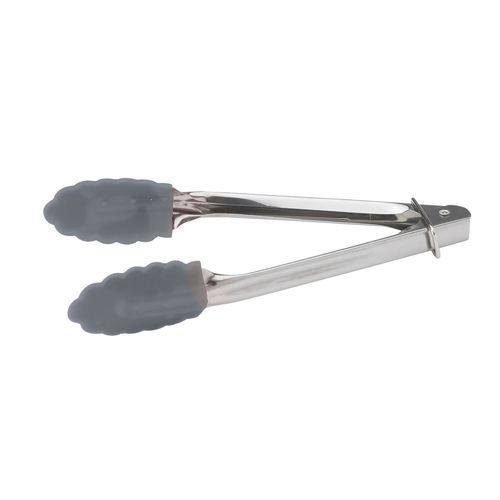 Winco UT-7K 7'' S/S Utility Tong, Silicone Tips, Ring Clip, 400F/210C