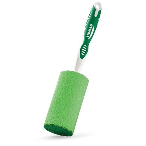 Libman Commercial 35 Glass/Dish Sponge, 12'' long with 2'' x 4-1/2'' cylindrical sponge head, green/white