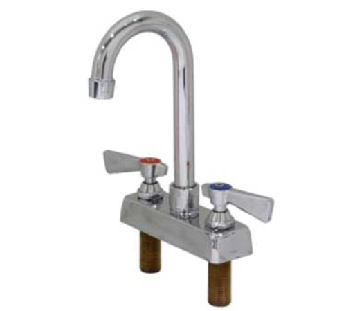 GSW USA AA-420G Faucet, 4'' deck mounted backsplash, 3-1/2'' gooseneck spout, 1/2'' NPT male inlets