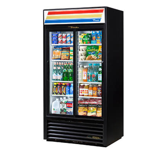 True Mfg. - General Foodservice GDM-33-HC-LD Two Section Sliding Glass Door Merchandiser, 39.5''W, Black, 115v