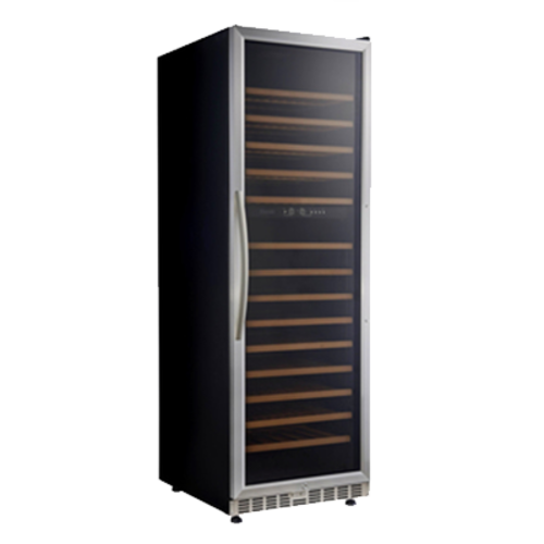 Eurodib USF168D Eurodib Wine Cabinet, (154) bottle capacity, dual temperature zones, glass door, black finished sides, 110v