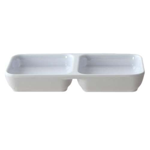 Thunder Group  19002WT  4 OZ, 6'' X 3'' TWIN SAUCE DISH
