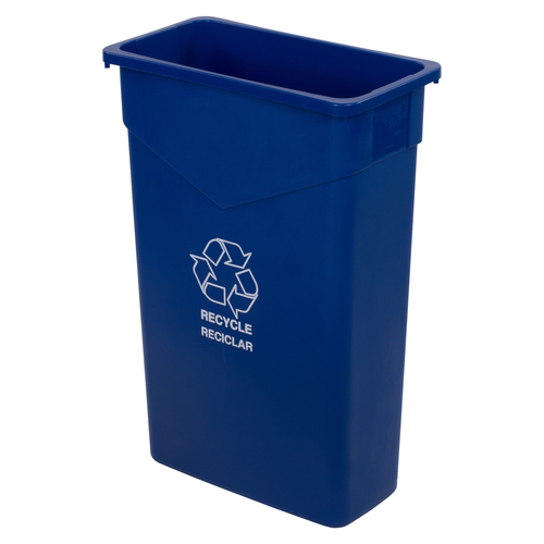 CFS Brands 342023REC14 Trimline Recycle/Waste Container, 23 gallon, rectangular, recycling, polyethylene, blue