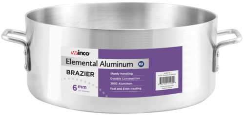 Winco  ALBH-15  Elemental Aluminum Brazier, 15 qt., 14-1/8'' x 5-3/8''
