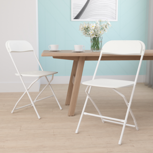 Flash Furniture LE-L-3-WHITE-GG White Plastic Folding Chair - Image 2