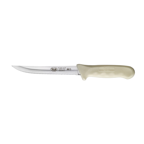 Winco  KWP-50  Stal, 5-1/2'' Utility Knife, White PP Hdl, Wavy Edge