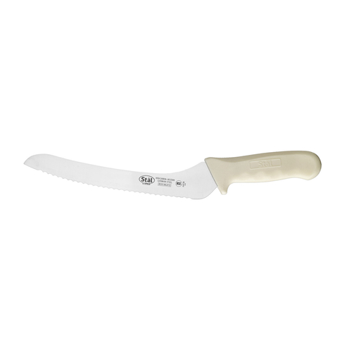 Winco  KWP-92  Stal, 9'' Offset Bread Knife, White PP Hdl, Offset