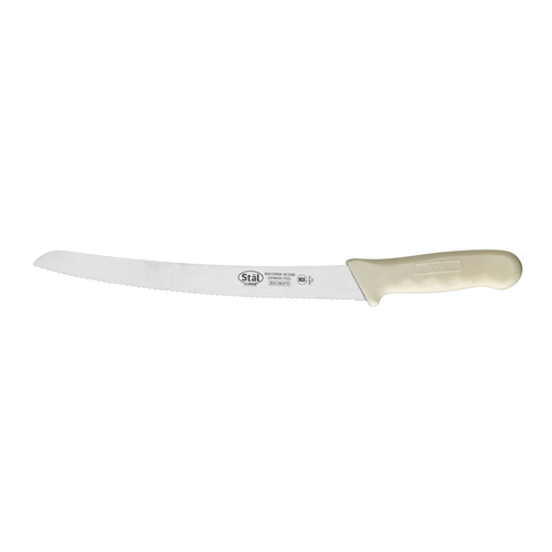 Winco  KWP-91  Stal, 9-1/2'' Bread Knife, White PP Hdl, Curved