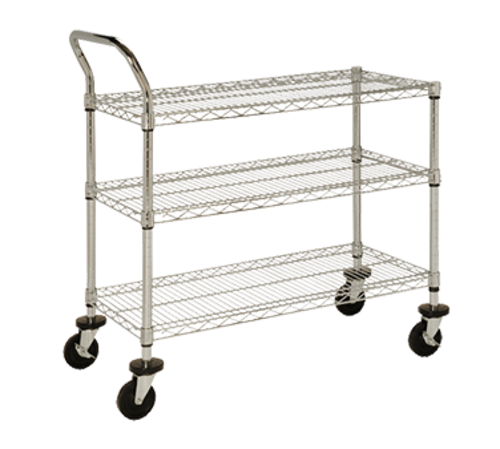 1880 Hospitality FFC18363C 3 shelf wire cart 18'' x 36'' x 37''h (45.7 x 91.4 x 93.9 cm)