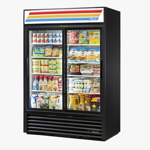True Mfg. - General Foodservice GDM-47-HC-LD Two Section Sliding Glass Door Merchandiser, 54.13''W, Black, 115v