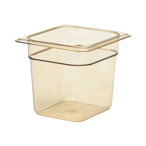Cambro 66HP150 H-Pan High Heat Hot Food Pan, 1/6 size, 6'' deep, hi-temp plastic, amber