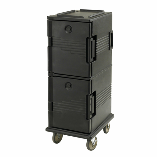 Cambro UPC800110 Ultra Camcart Food Pan Carrier, front loading, Two Sections, with Casters, Black