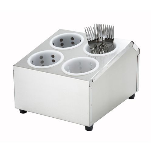 Winco  FC-4H  Flatware Cylinder Holder, 4 Holes, 2 Tiers, S/S