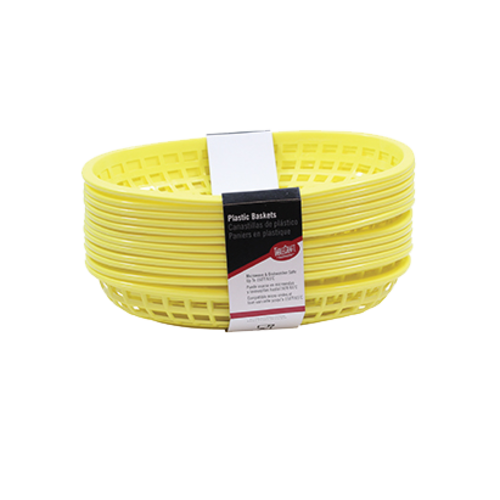 TableCraft Products C1074Y Classic Oval Basket, Yellow, 9.375 x 6 x 1.875'' (12 per Pack)