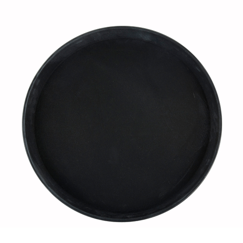 Winco  TFG-16K  16'' Premium Fiberglass Tray, Non-slip, Black, Round