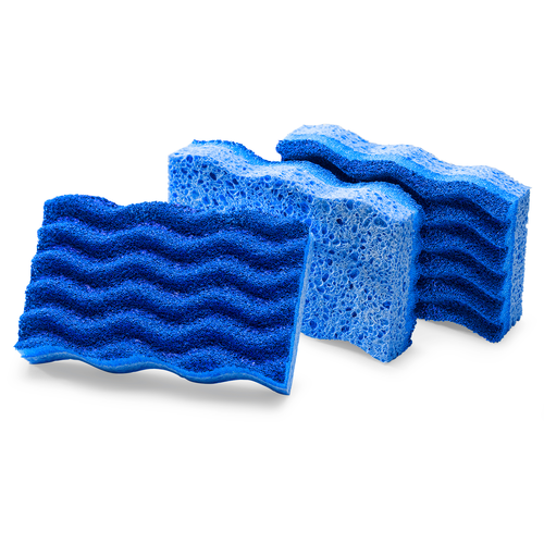 Libman Commercial 1075 Sponge, 4-1/2'' x 3'', non-abrasive acrylic grain scrubbing surface, blue, 3 each per pack