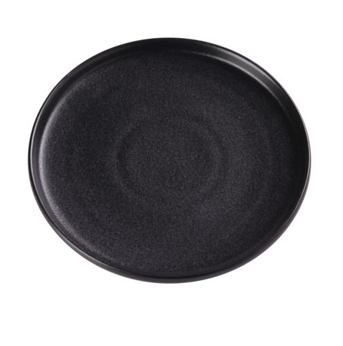 Yanco  NB-110  Noble Black Plate, 10-1/4'' dia., upright edge, porcelain