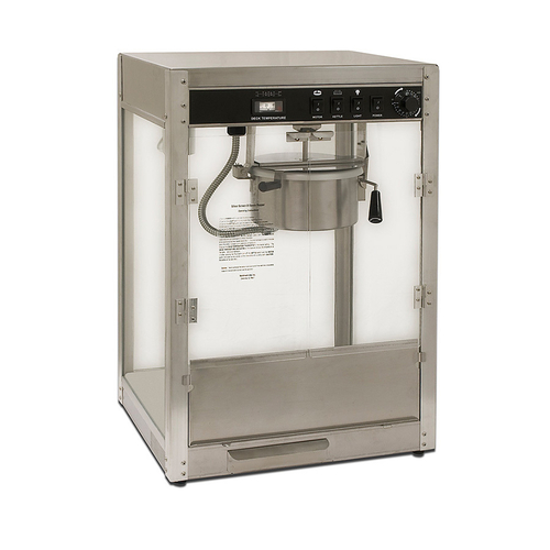 Winco 11087 Benchmark Silver Screen Popcorn Machine - 8 oz Kettle, 120v
