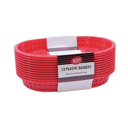 TableCraft Products C1076R Chicago Oval Basket, Red, 10.5 x 7 x 1.5'' (12 per Pack)