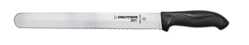 Dexter Russell 36011 12'' scalloped slicer, black handle