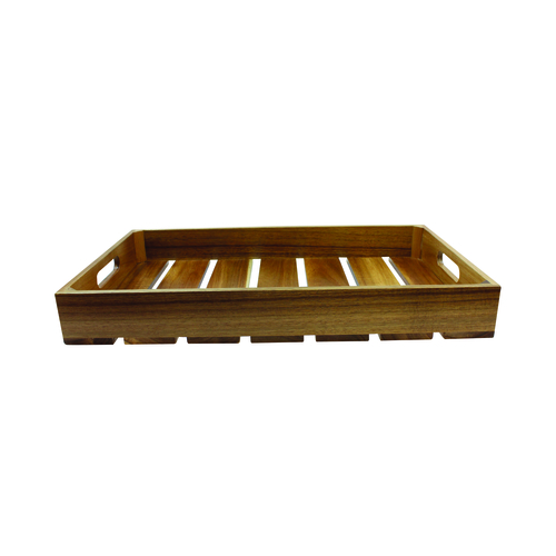 TableCraft Products CRATE12 1:2 Gastro Serving & Display Crate, Acacia Wood, 12.75 x 10.5 x 2.75''