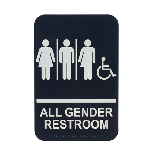 Winco SGNB-608 Information Sign, ''All Gender/Accessible'', 6'' x 9'', Braille