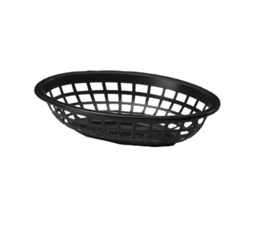 TableCraft Products 1071BK Side Order Oval Plastic Basket, Black, 7.75 x 5.5 x 1.875''