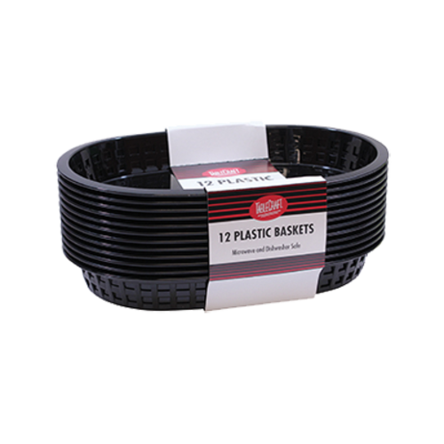 TableCraft Products C1076BK Chicago Oval Basket, Black, 10.5 x 7 x 1.5'' (12 per Pack)