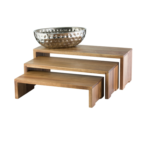 TableCraft Products RACA300 Cascade Risers Set, Set of 3, Acacia